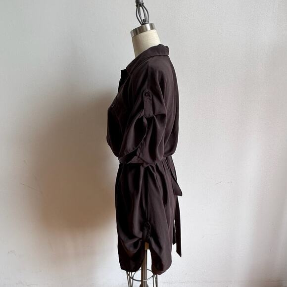 ALICE + OLIVIA Minimalist Brown Shirt Dress - Picture 6 of 10